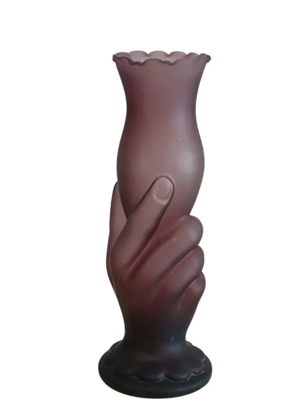 Westmoreland Amethyst Satin Glass Hand Vase Victorian Style 9 in